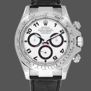 Rolex Daytona 116519 Black Alligator Leather strap White Dial 40mm Mens Replica Watch