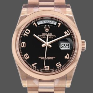 Rolex Day-Date 118205 Black Arabic Dial 36mm Unisex Replica Watch