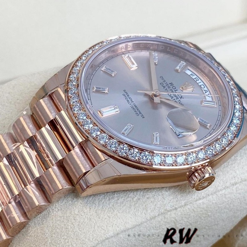 Rolex Day-Date 228345RBR 0007 Sundust Diamond Dial Diamond Bezel 40mm Mens Replica Watch - Image 12