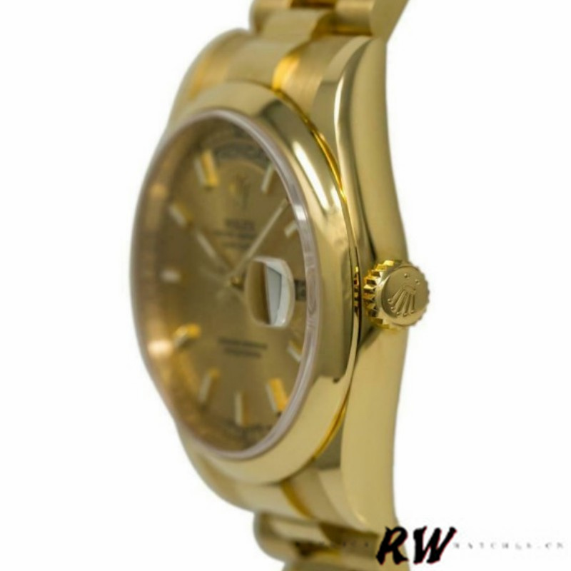 Rolex Day-Date 118208 Yellow Gold Champagne Dial 36mm Unisex Replica Watch - Image 4