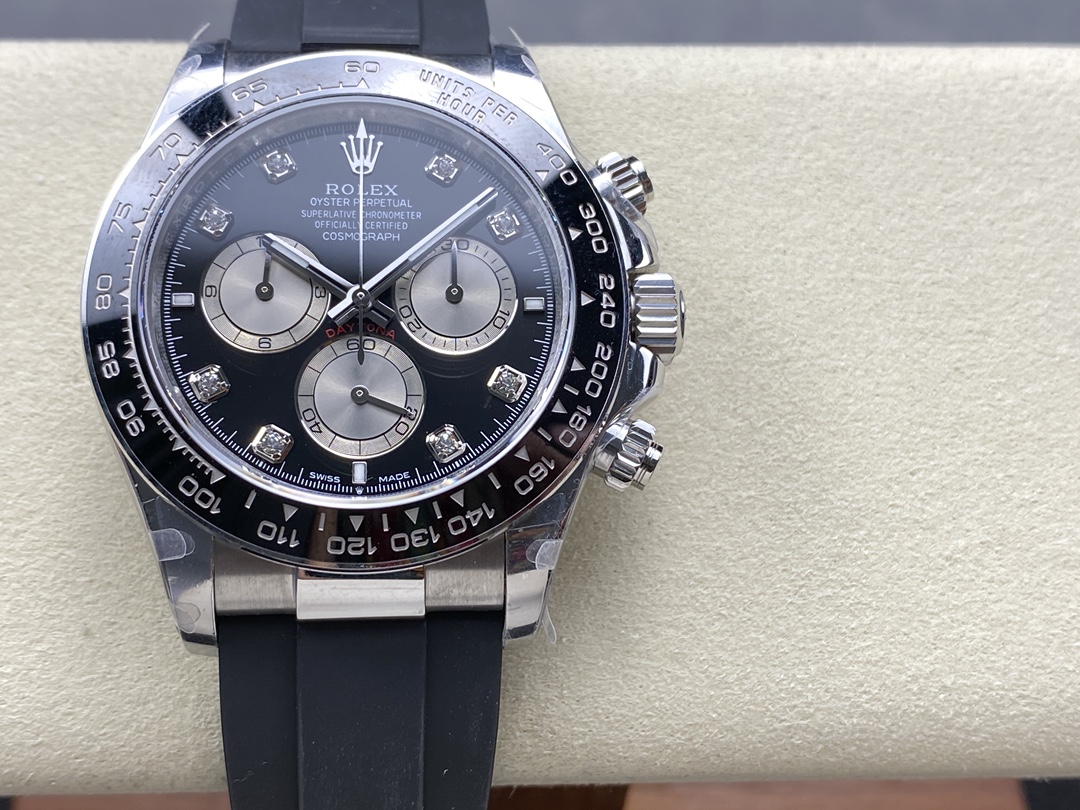 Rolex Daytona 116519 White Gold Automatic Black Dial Diamonds 40mm Mens Replica Watch - Image 3