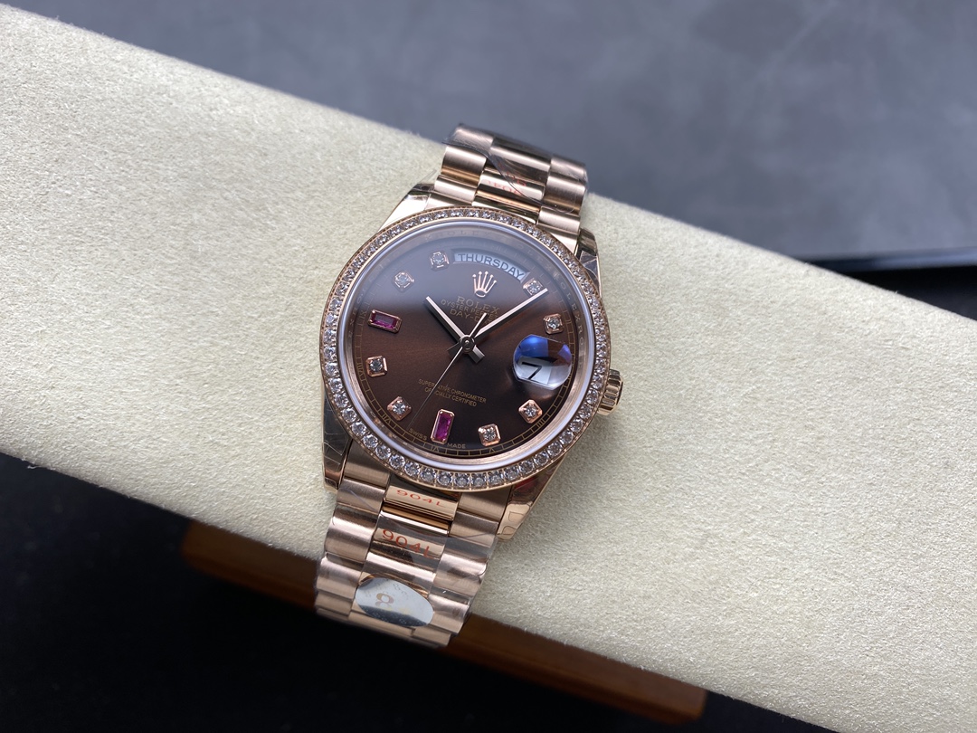 Rolex Day-Date 118235 Rose Gold Chocolate Brown Dial 36mm Unisex Replica Watch - Image 8