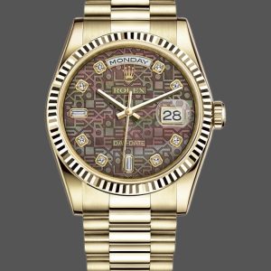 Rolex Day-Date 118238 Black Mother of Pearl Diamond Dial 36mm Unisex Replica Watch