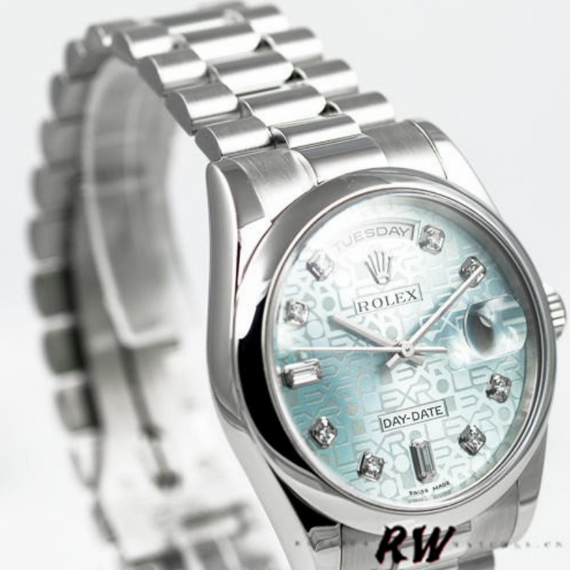 Rolex Day-Date 118206 Ice Blue Diamonds Dial 36mm Unisex Replica Watch - Image 2