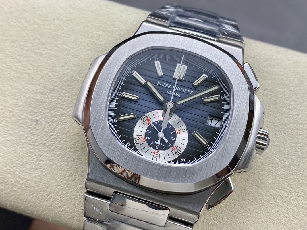 Patek Philippe Nautilus Chronograph Stainless Steel Blue Dial 5980 1A 001 - Image 6