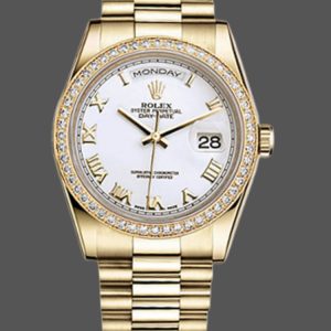 Rolex Day-Date 118348 White Roman Numeral Dial 36mm Unisex Replica Watch