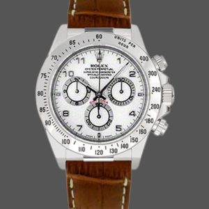 Rolex Daytona 116519 white Arabic dial brown leather strap 40mm Mens Replica Watch