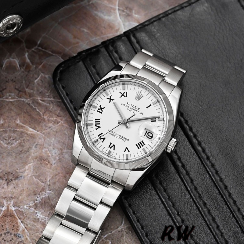 Rolex Oyster Perpetual Date 115210 White Roman Numeral Dial Unisex Replica Watch - Image 3