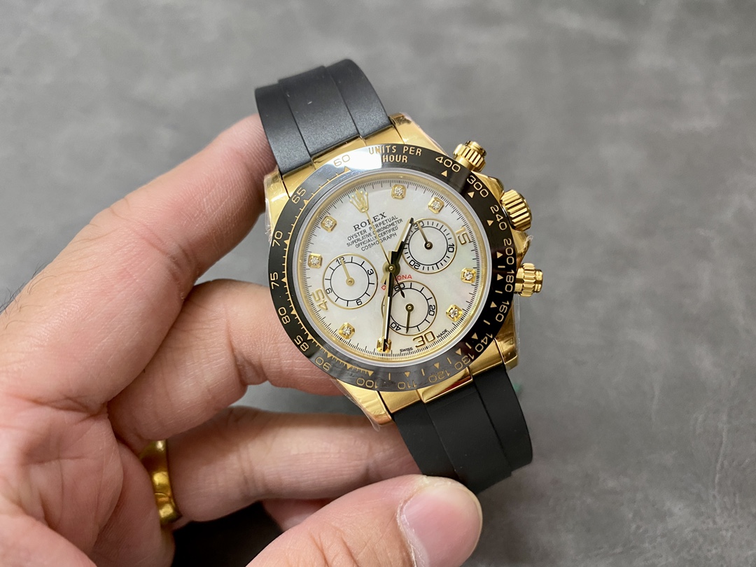 Rolex Daytona 116518LN Rubber Strap MOP Diamond Dial 40mm Mens Replica Watch - Image 6