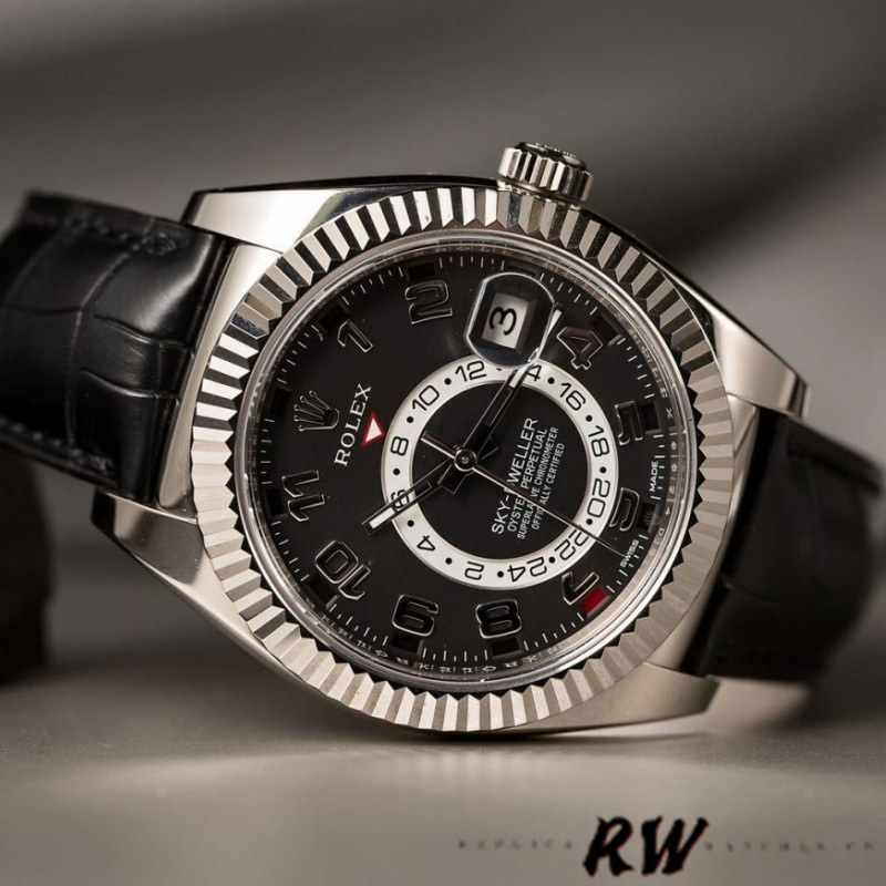 Rolex Sky-Dweller 326139 Black Dial Leather Strap 42MM Mens Replica Watch - Image 5