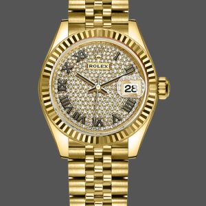 Rolex Datejust 279178 Diamond Pave Dial Yellow Gold 28mm Lady Replica Watch