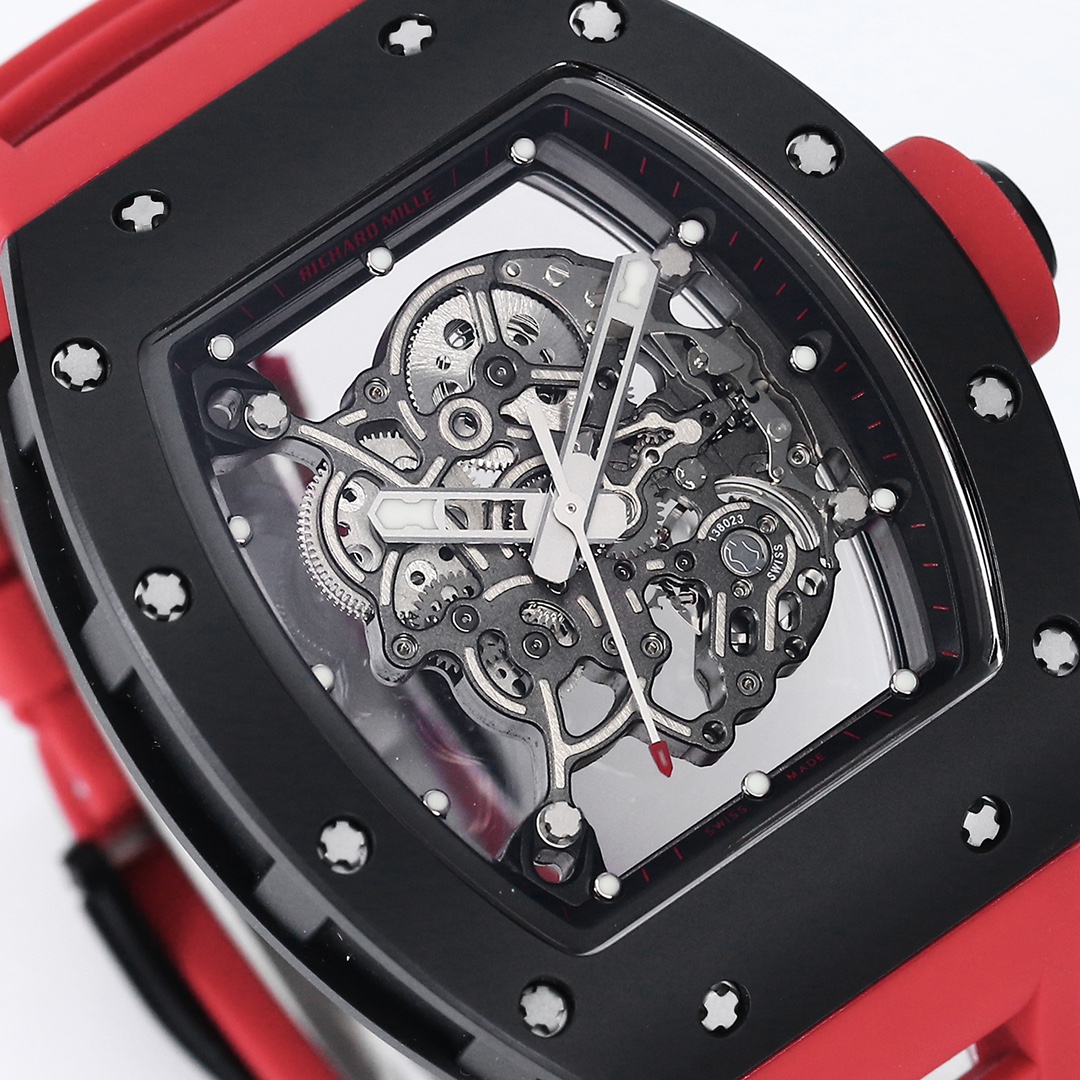 Richard Miller RM 055 RMUL2 NTPT Carbon Fiber Red Rubber Strap - Image 5