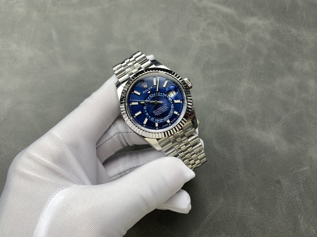 Rolex Sky-Dweller 42 m336934 0006 Fluted Bezel Blue Dial Replica Watch - Image 6