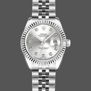 Rolex Datejust 179174 Silver Diamond Dial Fluted Bezel 26MM Lady Replica Watch