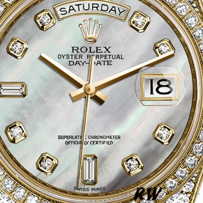 Rolex Day-Date 118388 White Mother-Of-Pearl Diamond Dial 36MM Unisex Replica Watch - Image 2