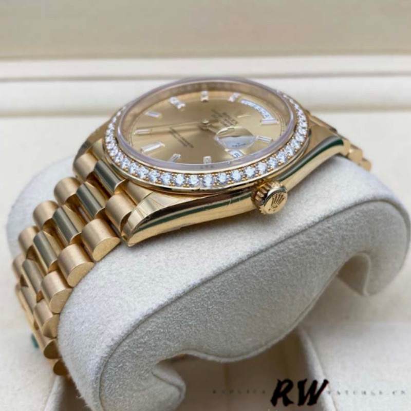 Rolex Day-Date 128348RBR Champagne Index Dial Yellow Gold 36MM Unisex Replica Watch - Image 13