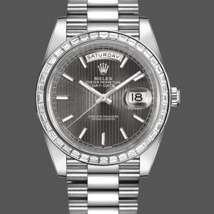Rolex Day-Date 228396TBR Dark Rhodium Grey Dial Diamond Bezel 40mm Mens Replica Watch