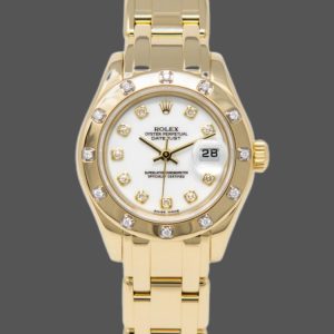 Rolex Pearlmaster 80318 Yellow Gold White Dial 29MM Lady Replica Watch