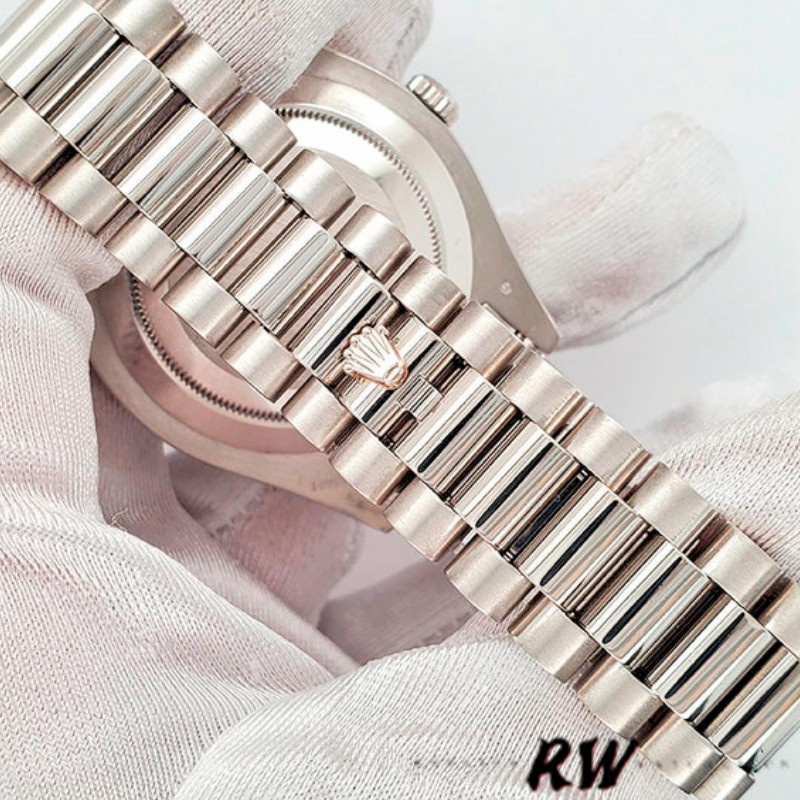 Rolex Day-Date 218206 Wave Pattern Blue Dial Platinum 41MM Mens Replica Watch - Image 6