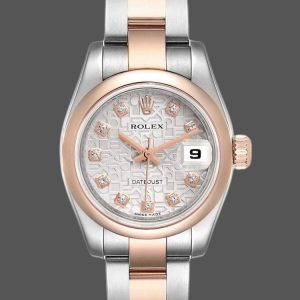 Rolex Datejust 179161 Stainless Steel and Everose Gold Silver jubilee anniversary Dial 26MM Lady Replica Watch