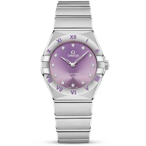 OMEGA Constellation 28mm Purple Diamond Dial Ladies Bracelet Watch