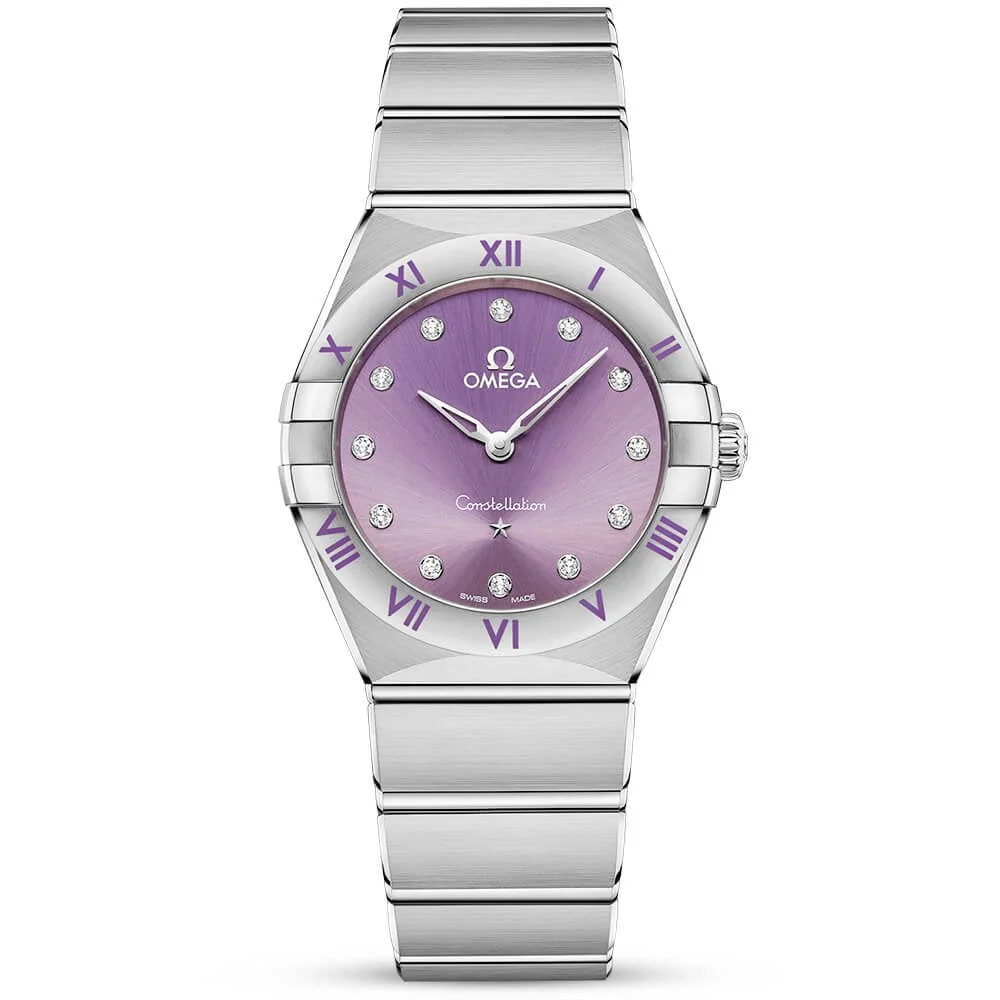 OMEGA Constellation 28mm Purple Diamond Dial Ladies Bracelet Watch