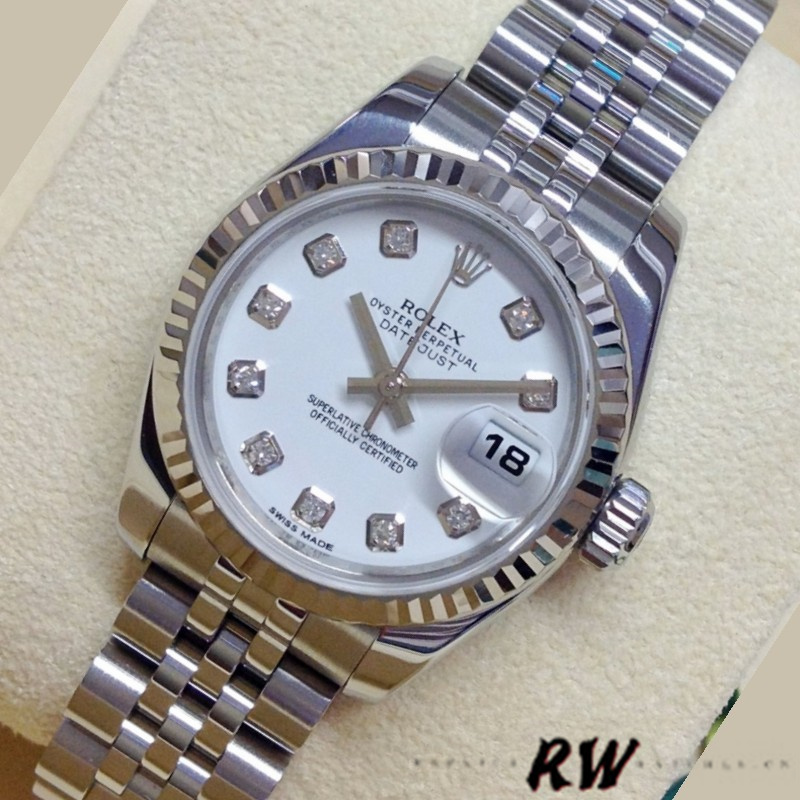 Rolex Datejust 179174 White Diamond Dial Fluted Bezel 26MM Lady Replica Watch - Image 2