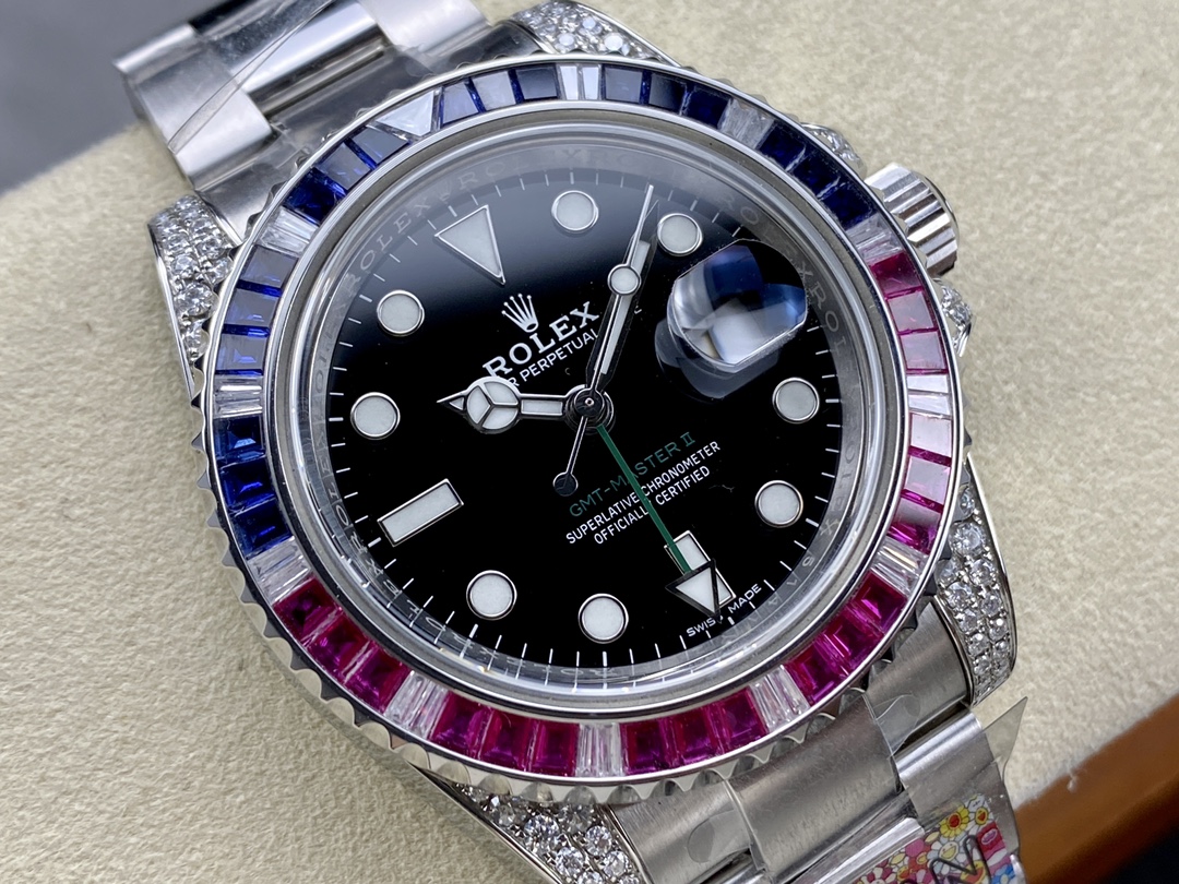Rolex GMT Master II 126710BLRO Black Dial Diamond Case 40MM Men's Watch - Image 4