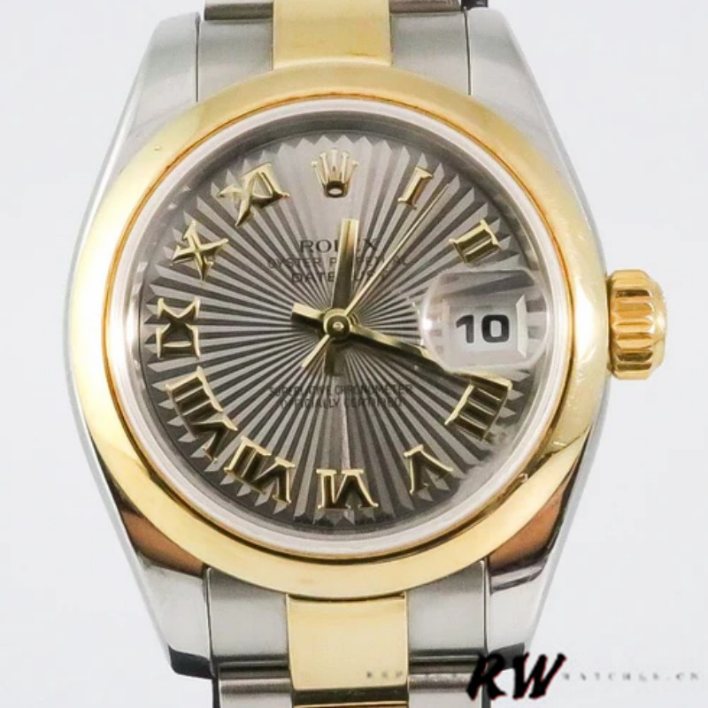 Rolex Datejust 179163 Sunbeam Gray Dial Domed Dezel 26MM Lady Replica Watch - Image 2