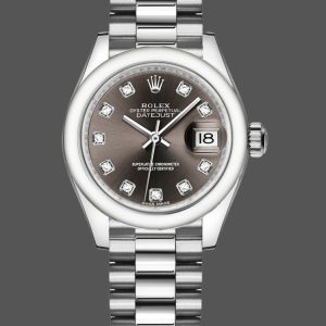 Rolex Datejust 279166 Dark Grey Diamond Dial Domed Bezel 28mm Lady Replica Watch