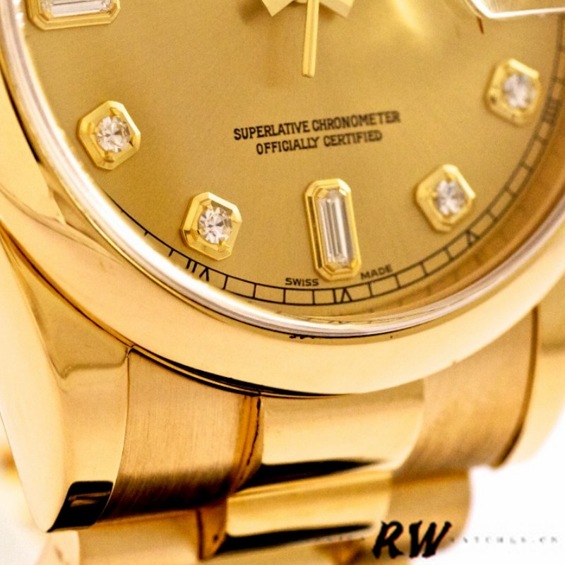 Rolex Day-Date 118208 Yellow Gold Champagne Diamond Dial 36mm Unisex Replica Watch - Image 2