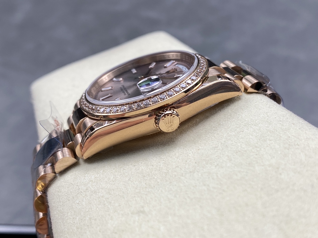 Rolex Day-Date 228345RBR 0007 Sundust Diamond Dial Diamond Bezel 40mm Mens Replica Watch - Image 7