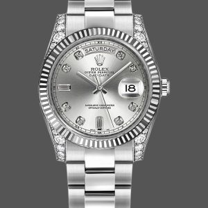 Rolex Day Date 118339 Silver Dial Fluted Bezel 36mm Unisex Replica Watch