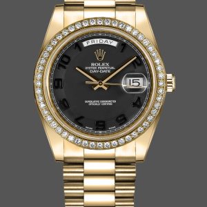 Rolex Day-Date 218348 Concentric Circle Black Dial 41MM Mens Replica Watch