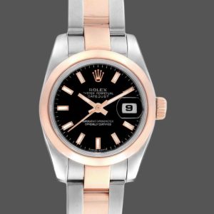 Rolex Datejust 179161 Stainless Steel and Everose Gold Black Index Dial 26MM Lady Replica Watch