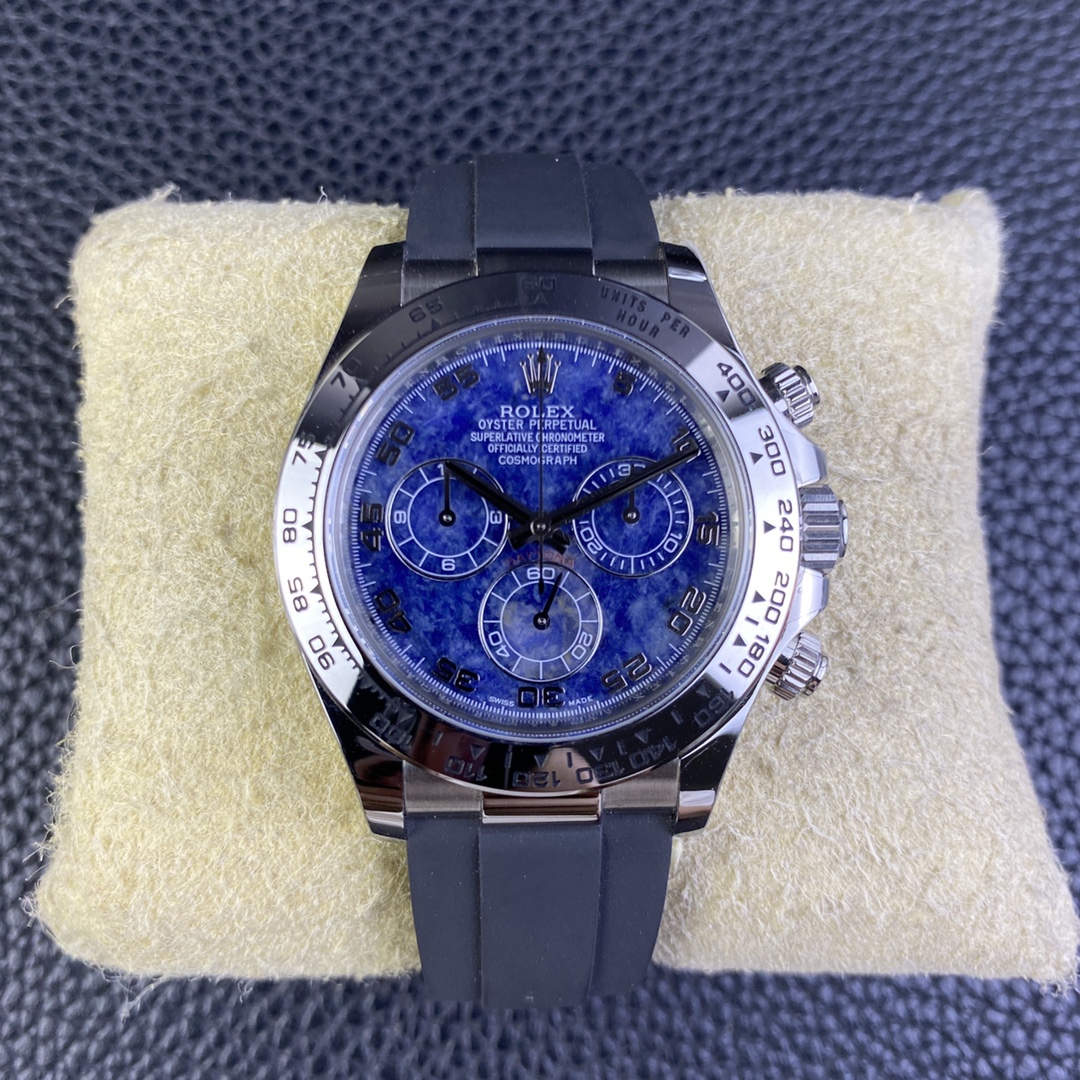 Rolex Daytona 116519 Sodalite Arabic Dial Blue Alligator Leather 40mm Mens Replica Watch - Image 3
