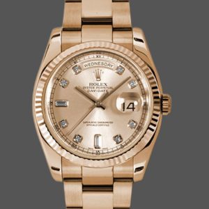 Rolex Day-Date 118235 Rose Gold Champagne Diamond Dial 36mm Unisex Replica Watch