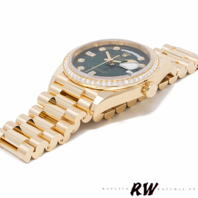 Rolex Day-Date 128348RBR Green Ombre Diamond Dial Yellow Gold 36MM Unisex Replica Watch - Image 13