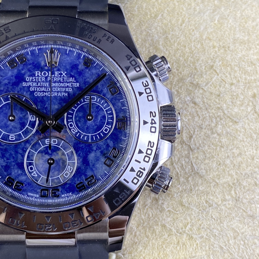Rolex Daytona 116519 Sodalite Arabic Dial Blue Alligator Leather 40mm Mens Replica Watch - Image 6