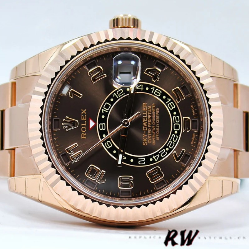 Rolex Sky-Dweller 326935 Everose Gold Chocolate Arabic Dial 42mm Mens Replica Watch - Image 3