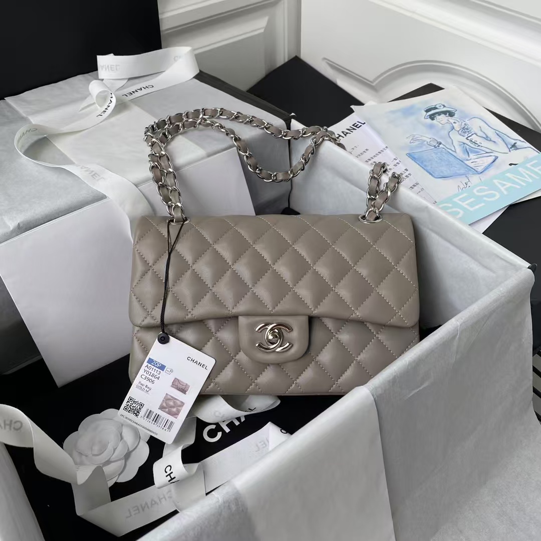 Chanel Small Classic Handbag Silver Hardware - Image 6