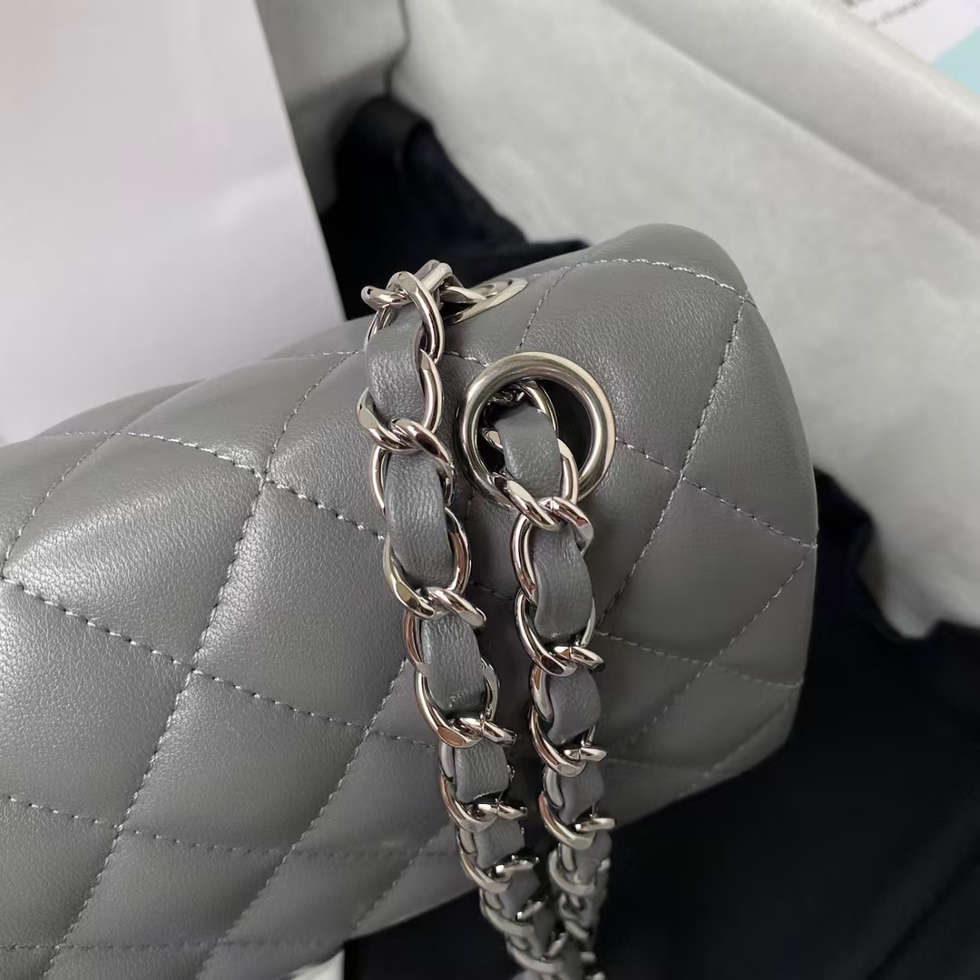Chanel Small Classic Handbag Silver Hardware - Image 4