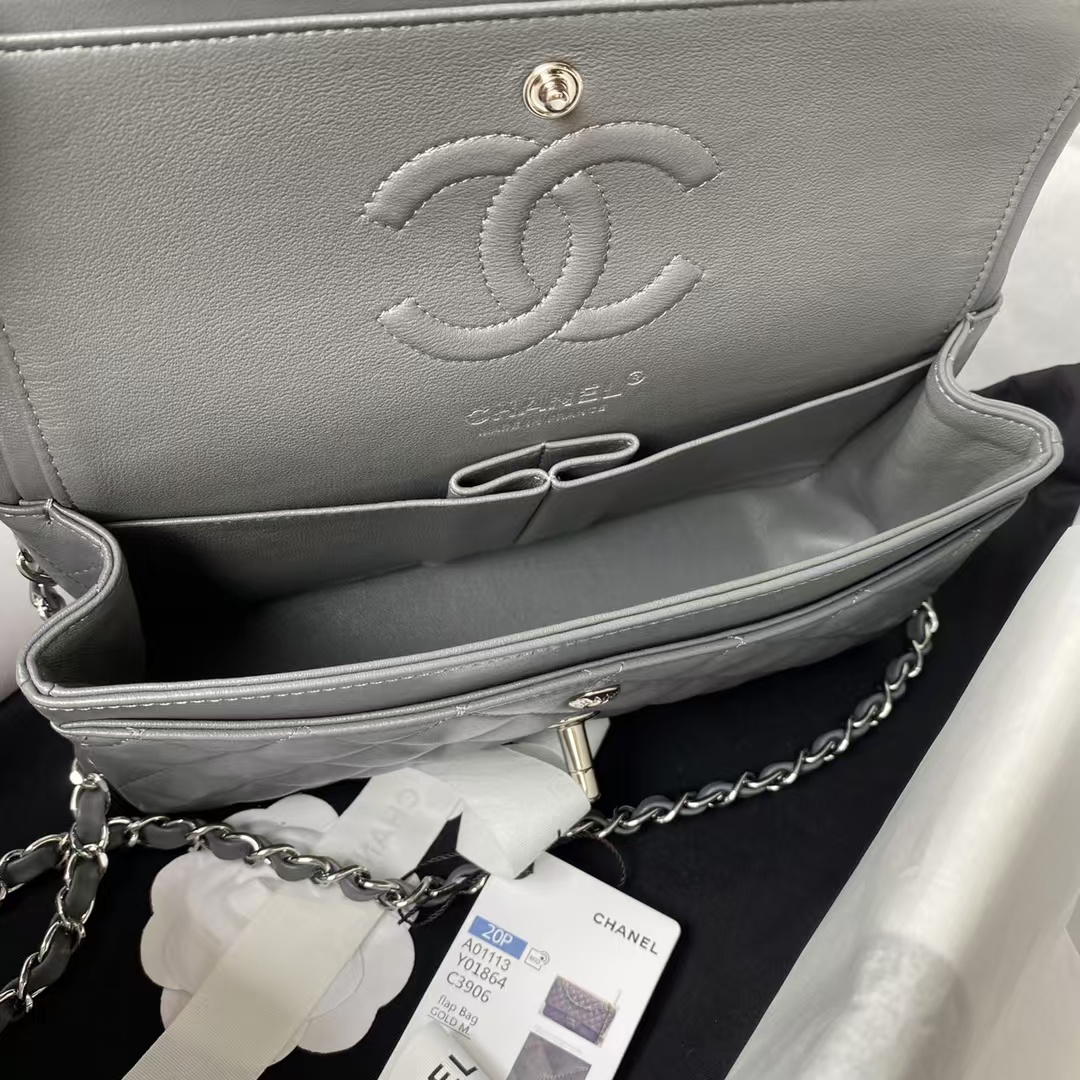 Chanel Small Classic Handbag Silver Hardware - Image 3