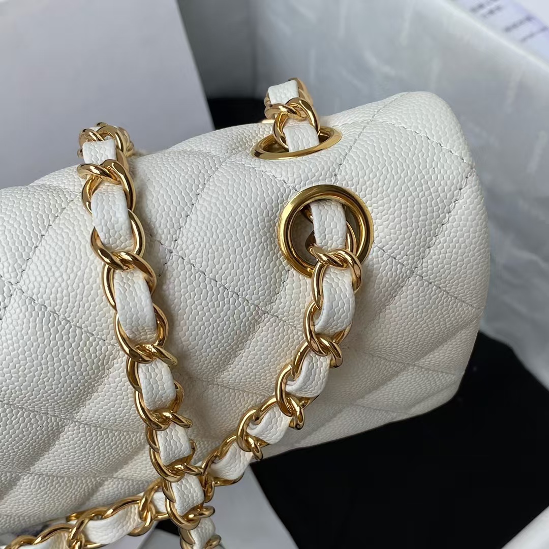 Chanel Small Classic Handbag Caviar Gold Hardware