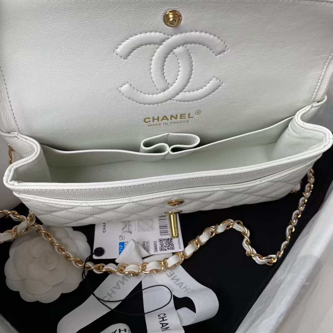 Chanel Small Classic Handbag Caviar Gold Hardware - Image 6