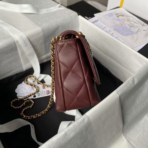 Chanel AS5011 Flap bag Shiny Lambskin Imitation Pearls & Gold-Tone Metal Wine Red