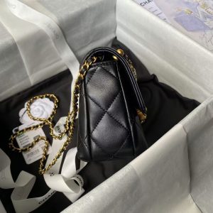Chanel AS4986 Mini Flap bag Shiny Lambskin Imitation Pearls & Gold-Tone Metal Black