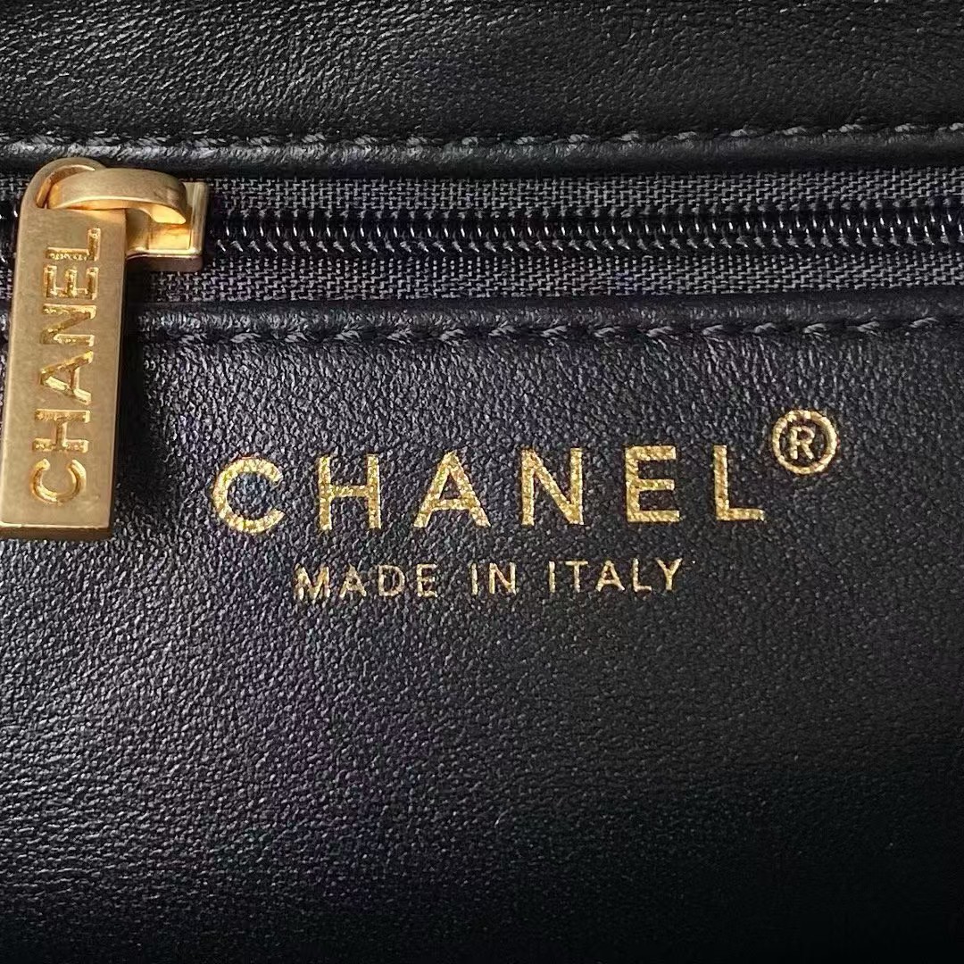 Chanel AS4416 Mini Shopping Bag Shiny Aged Calfskin Gold Tone Metal Black - Image 2