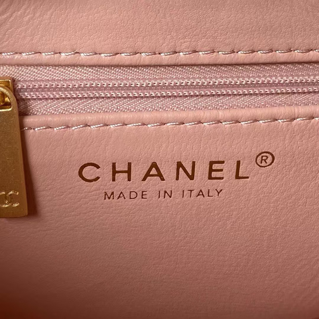 Chanel AS4416 Mini Shopping Bag Shiny Aged Calfskin Gold Tone Metal Light Pink - Image 4