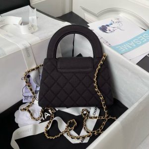 Chanel AS4416 Mini Shopping Bag Velvet and Black Calfskin Gold-Tone Metal Black